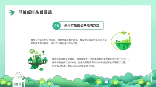 绿色水彩剪纸节能减排培训PPT课件节能宣传周