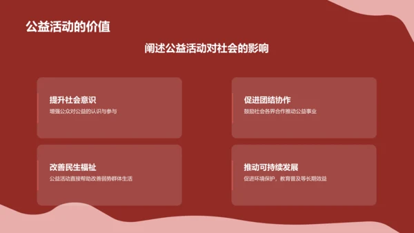 红色简约风公益活动PPT模板