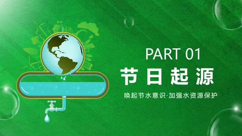 世界水日节约用水，水资源保护PPT模板