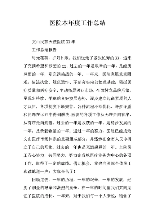 医院本年度工作总结