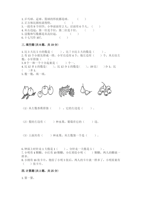 小学一年级上册数学期末测试卷（典优）word版.docx