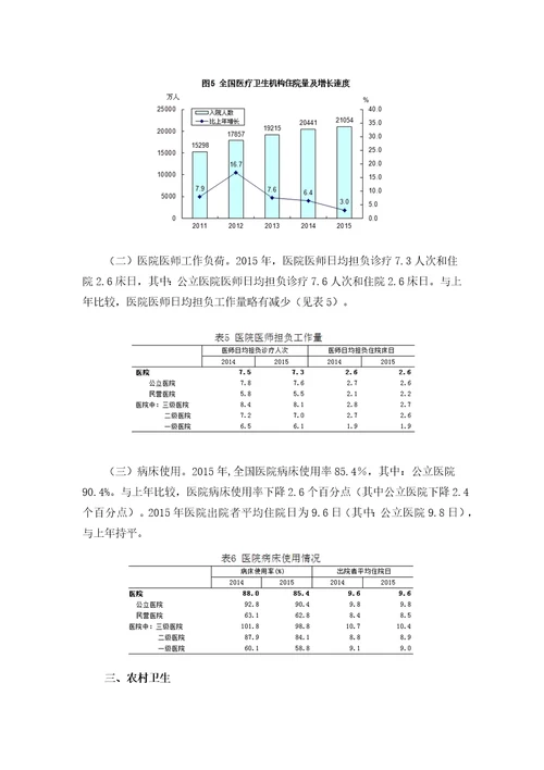 我国卫生和计划生育事业发展统计公报