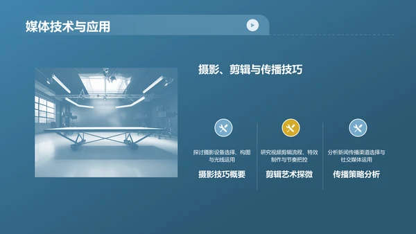 蓝色简约风新闻媒体专业毕业答辩PPT模板