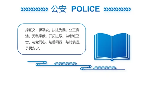 蓝色大气交警执勤执法PPT动态模板