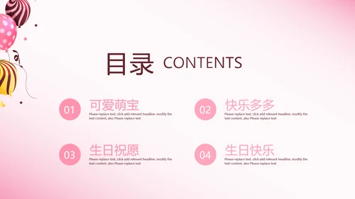 粉色生日快乐电子相册动态PPT模板