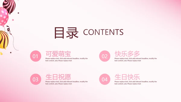 粉色生日快乐电子相册动态PPT模板