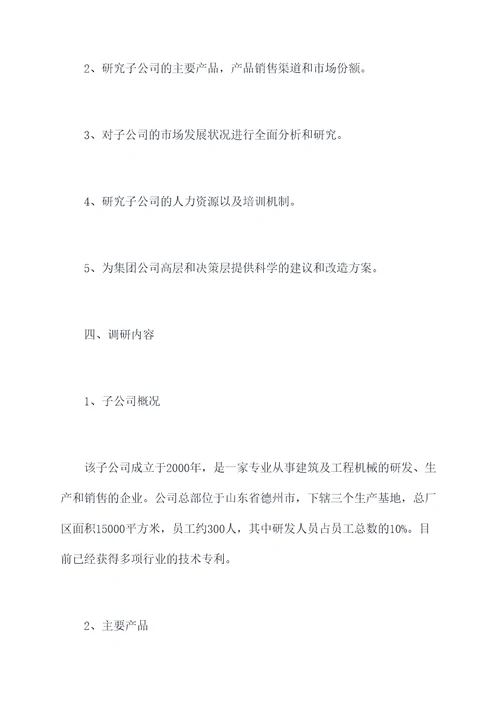 集团视察子公司调研报告