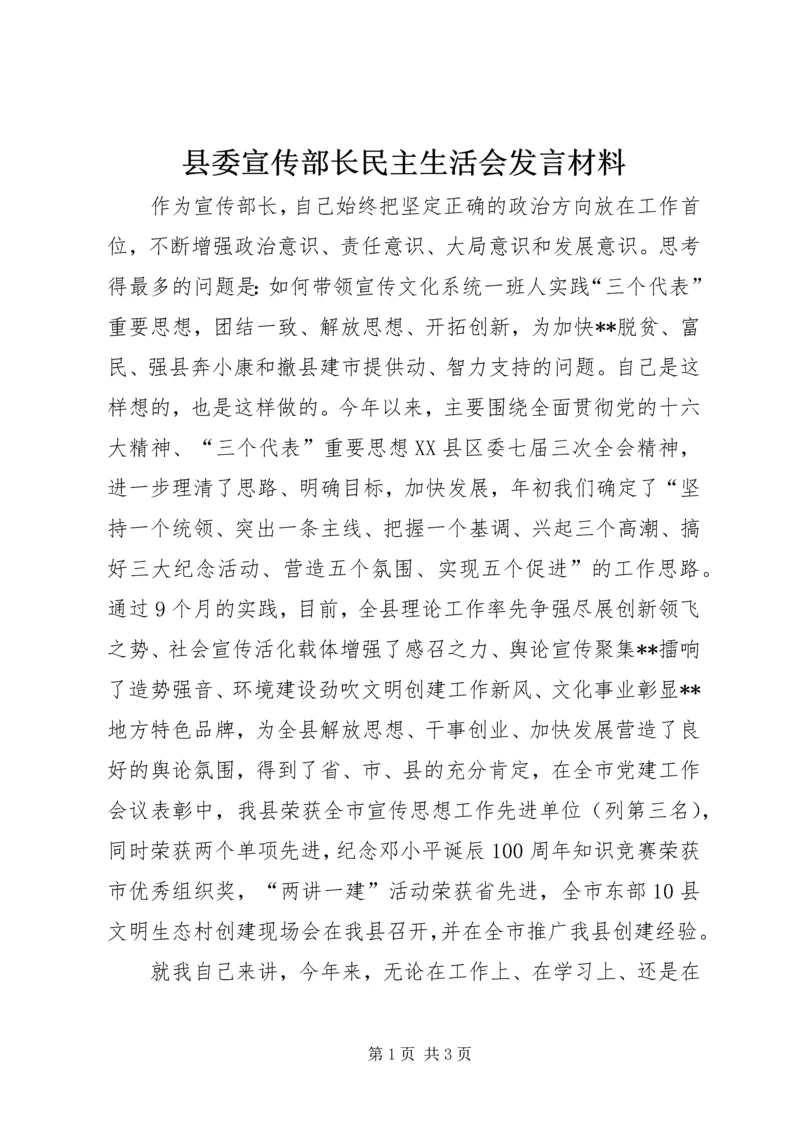 县委宣传部长民主生活会发言材料.docx