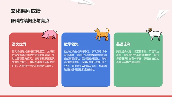 红色卡通风小升初学生个人简历PPT模板