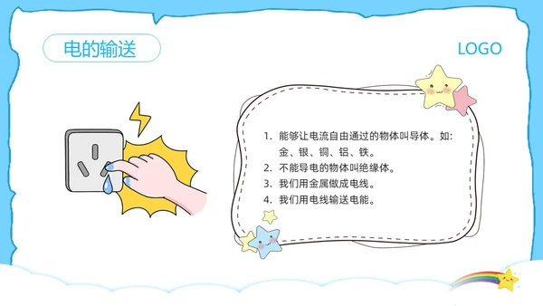 蓝色卡通防触电安全教育班会PPT模板宣传PPT动态PPT安全生产