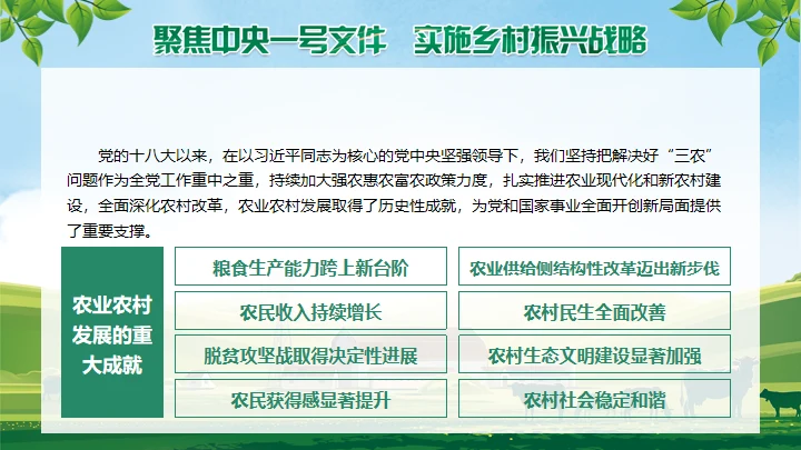 草原农场实施乡村振兴战略通用PPT模板