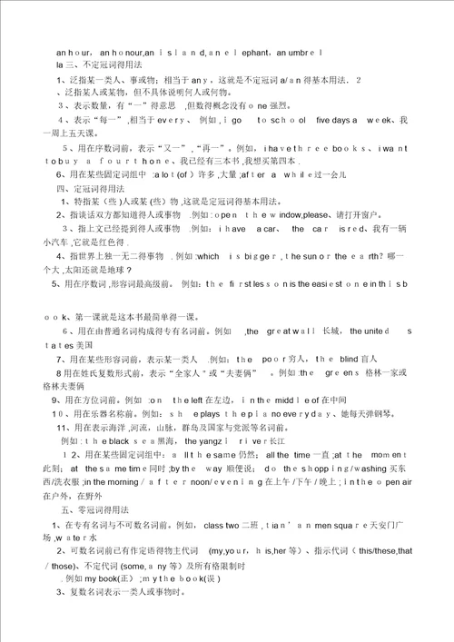 小学定冠词和不定冠词练习题