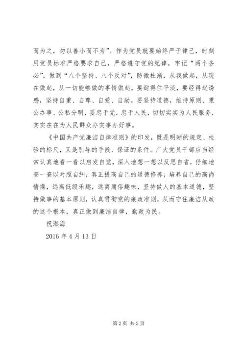 学习廉洁自律准则心得体会 (2).docx