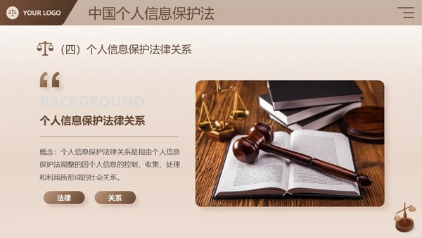 棕色简约商务风企业法律宣传培训个人信息保护法课件PPT模板