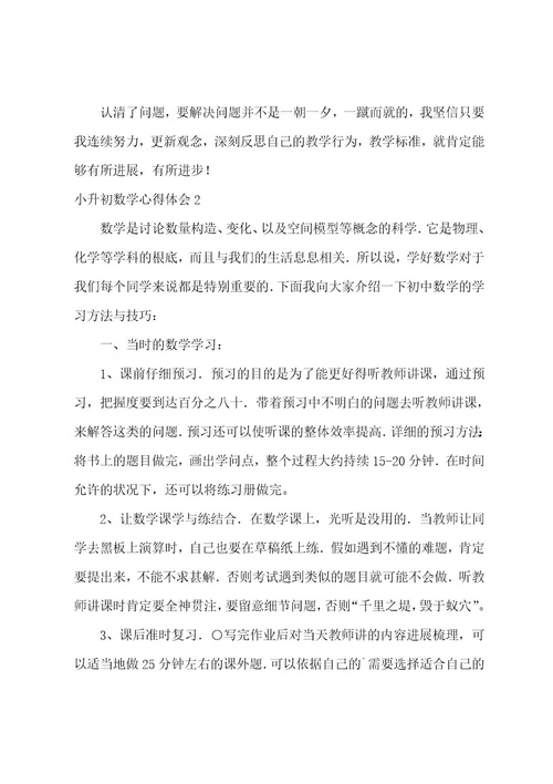 小升初数学心得体会