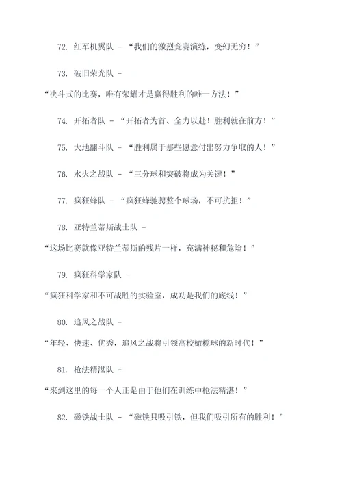 好听有特色的队名和口号