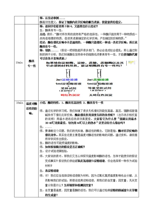 酶的特性 教案公开课