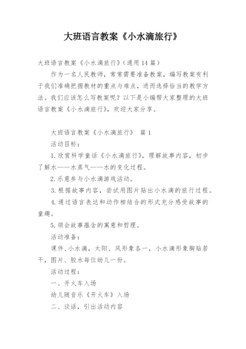 大班语言教案《小水滴旅行》.docx
