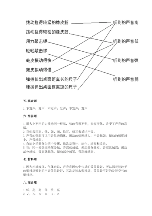 教科版科学四年级上册第一单元声音测试卷完整.docx