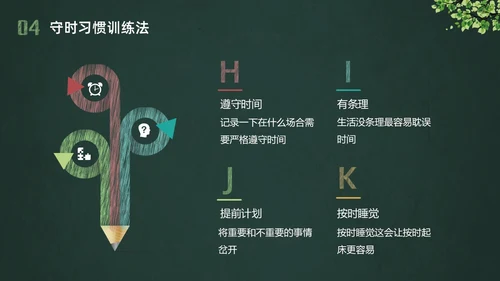 彩色黑板水彩做个守时的孩子珍惜时间守时主题班会PPT