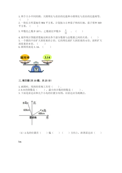 2022六年级上册数学期末测试卷含完整答案【全国通用】.docx