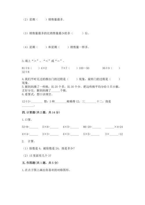 人教版二年级下册数学期中测试卷答案下载.docx