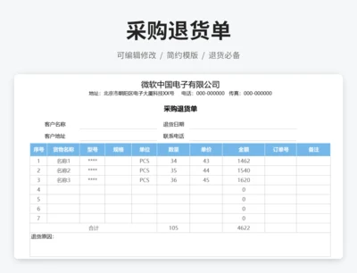 采购退货单
