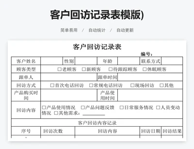 客户回访记录表模版)