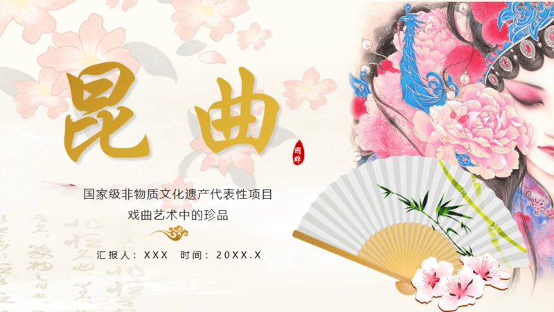 昆曲戏剧戏曲国粹通用PPT模板