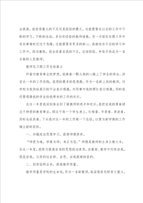 教师见习期工作总结