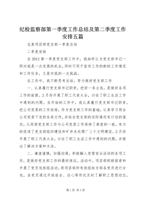 纪检监察部第一季度工作总结及第二季度工作安排五篇 (3).docx