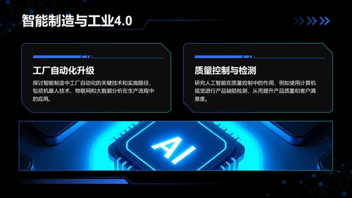 蓝色科技风人工智能的未来发展与应用趋势PPT模板