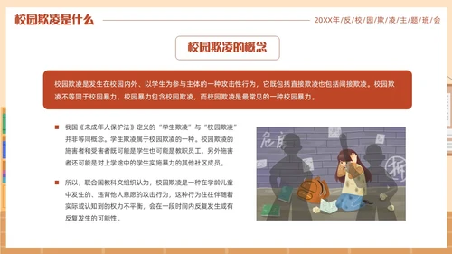 插画风反对校园霸凌主题班会PPT校园欺凌