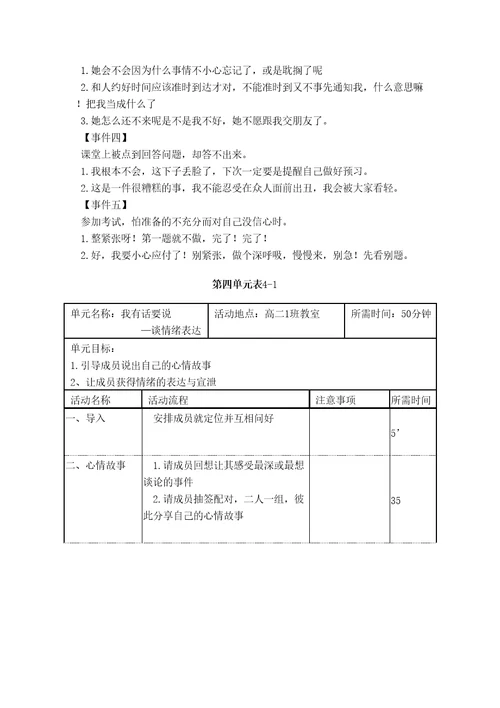 情绪管理团辅方案