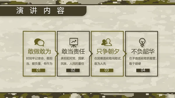 迷彩风部队军事工作总结汇报动态PPT