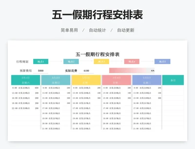 五一假期行程安排表