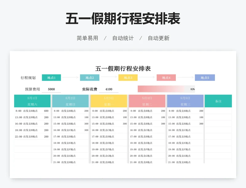 五一假期行程安排表