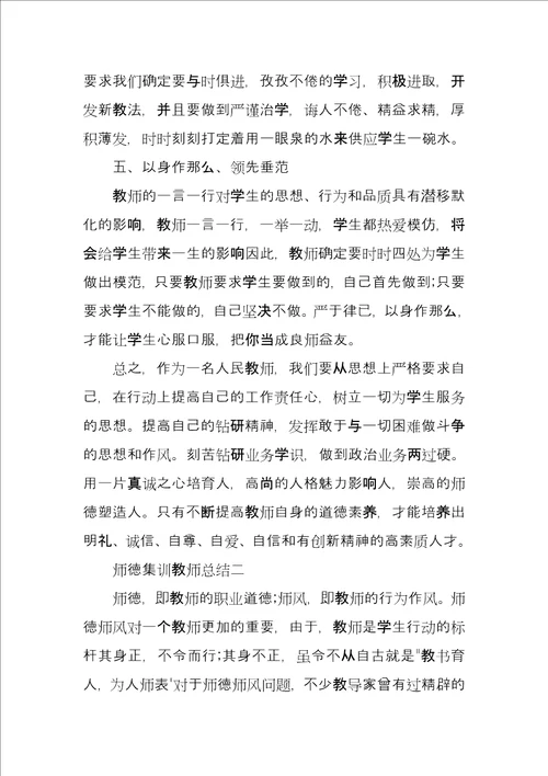 师德集训教师总结