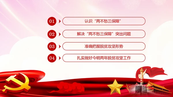 学习解读两不愁三保障打赢脱贫攻坚战PPT模板