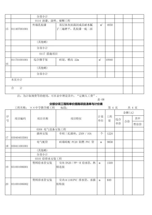 造价建设工程工程量清单计价规范第33讲：工程量清单编制使用表格及案例(一)(2013新版).docx