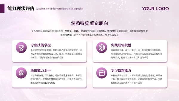 紫色简约商务述职年度季度总结通用PPT模板