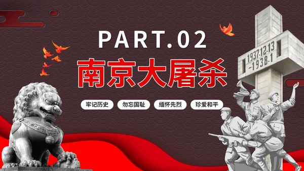 南京大屠杀国家公祭日主题班会带内容PPT模板