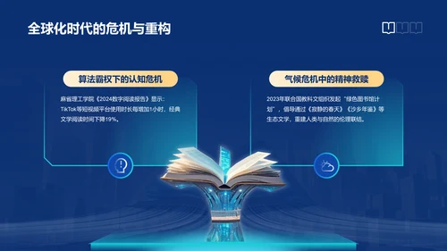蓝色科技风世界读书日PPT模板