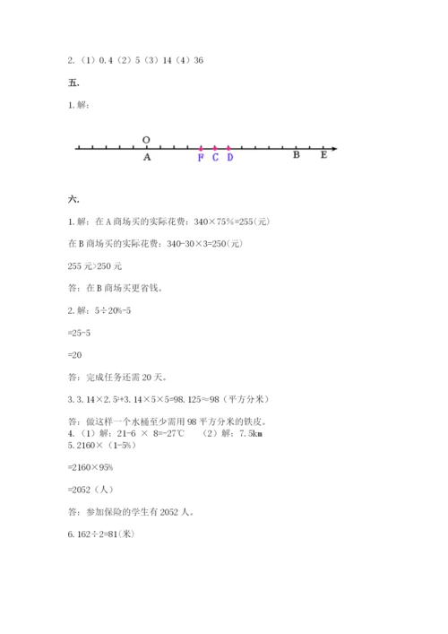 人教版六年级数学下学期期末测试题含完整答案【精品】.docx