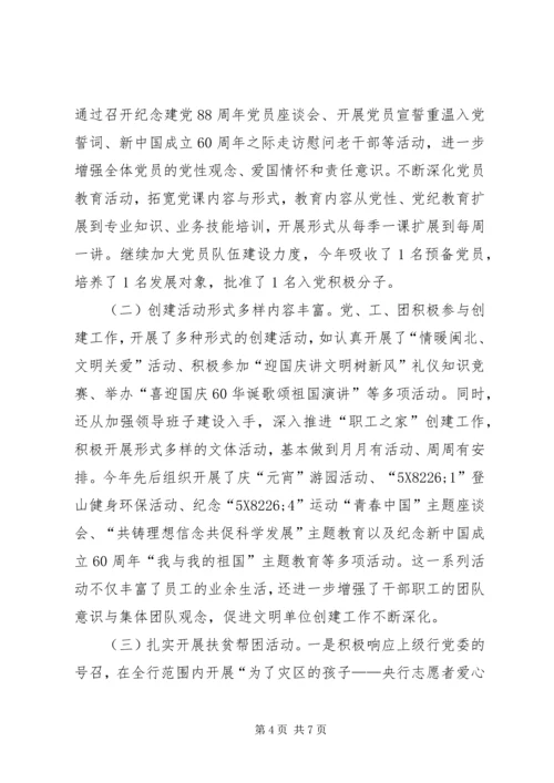 人行县支行文明单位创建工作总结.docx