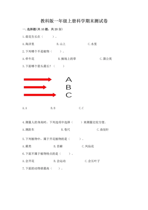 教科版一年级上册科学期末测试卷（轻巧夺冠）.docx