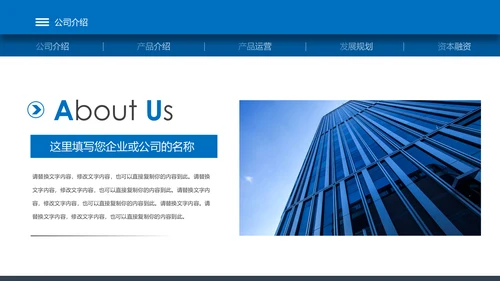 蓝色高端大气企业创业项目融资商业计划书PPT