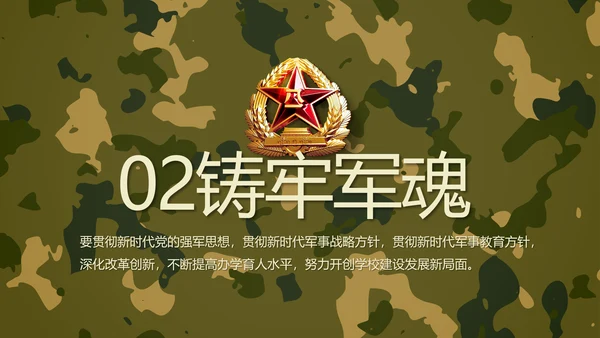 迷彩风部队军事工作总结汇报动态PPT