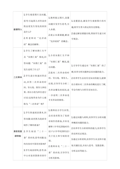 第11课 北洋政府的统治与军阀割据【2024秋统编八上历史精简课堂（教案+素材）】