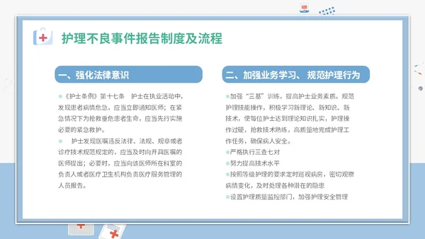 简约插画卡通医疗医院医生护士护理不良事件课件教学模板护理培训
